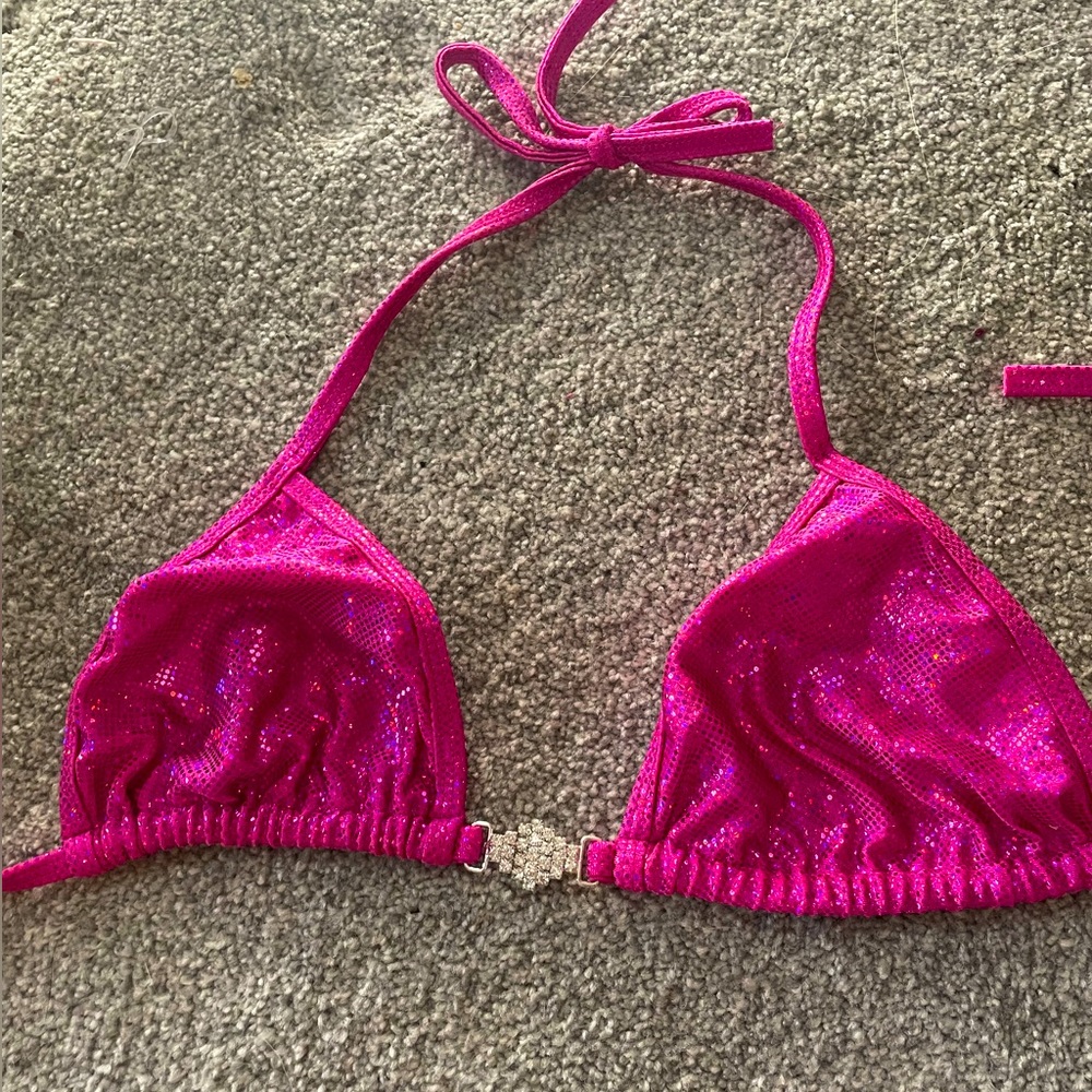 Pink competition bikini top